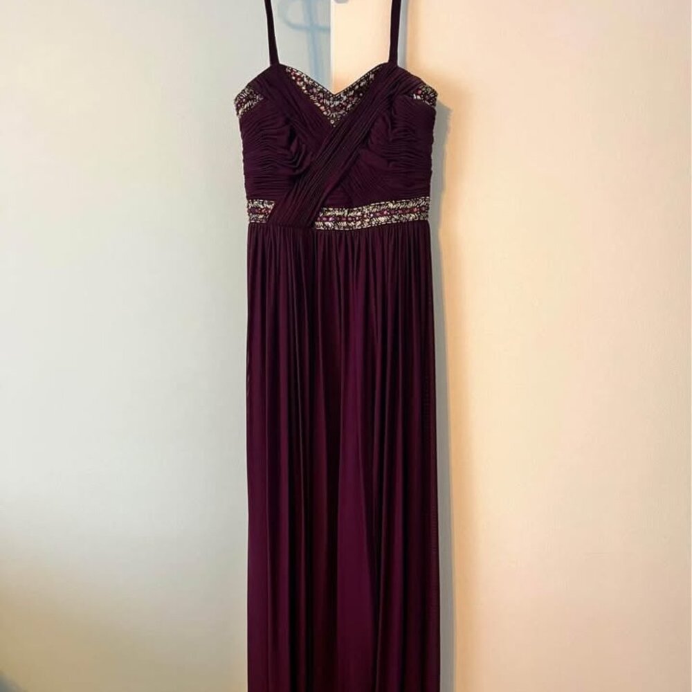 Decode 1.8 - Embellished Chiffon Gown - Plum - Size 0